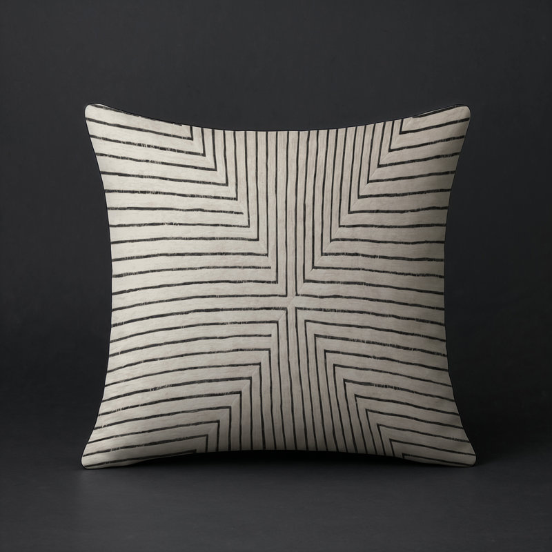 Coussin décoratif intérieur et extérieur Modern, Gris géométrique 9, Carré 18 po