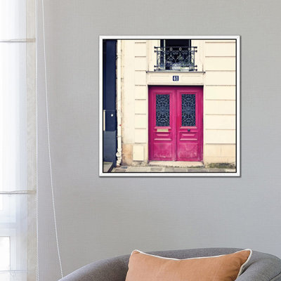 Paris Pink Door by Caroline Mint - Print on Canvas