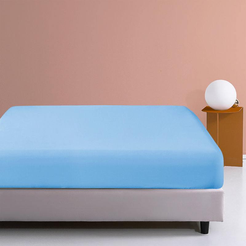 Fitted Bed Sheet Only, 1800 Brushed Microfiber Deep Pocket Fitted Sheet - NTBAY, Queen Fitted Sheet, Sky Blue