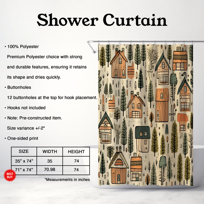 Tissu rustique - Rideau de douche Premium, H 74 po x l 71 po