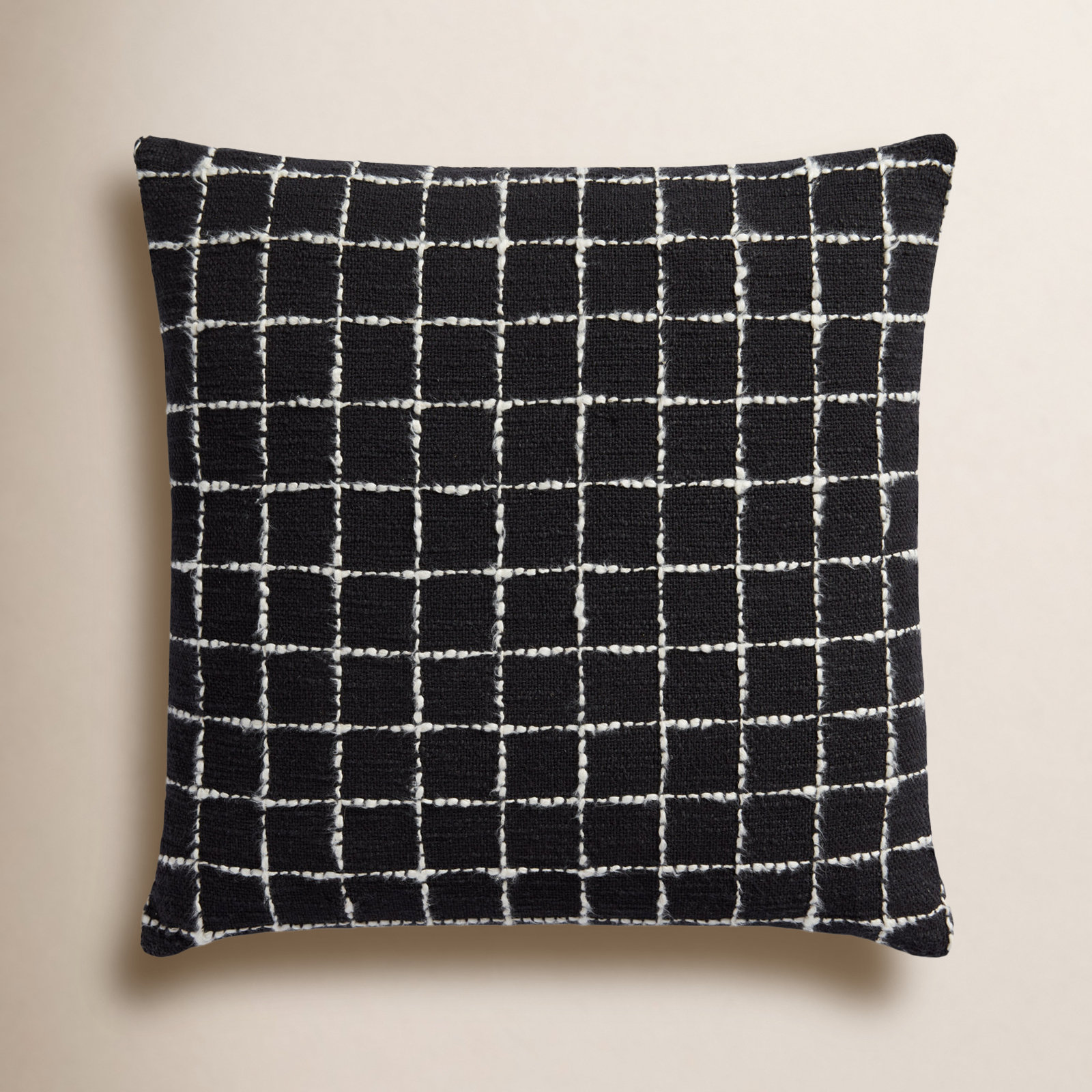 Magnolia Home x Loloi 22" x 22" Pillow Cover, Polyester/Polyfill, Black/Ivory