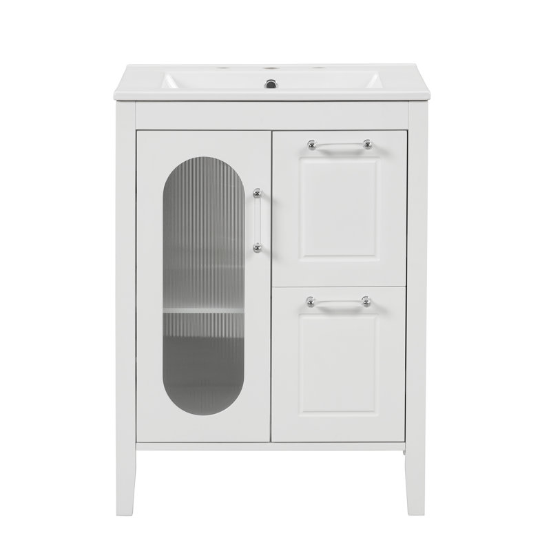 Meuble-lavabo 24 po avec comptoir en céramique, Blanc