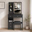 Ensemble de coiffeuse compact de 74 cm (29,2 po) avec miroir coulissant à éclairage DEL à intensité variable (3 couleurs), tiroirs à gauche et tabouret rembourré-356579759