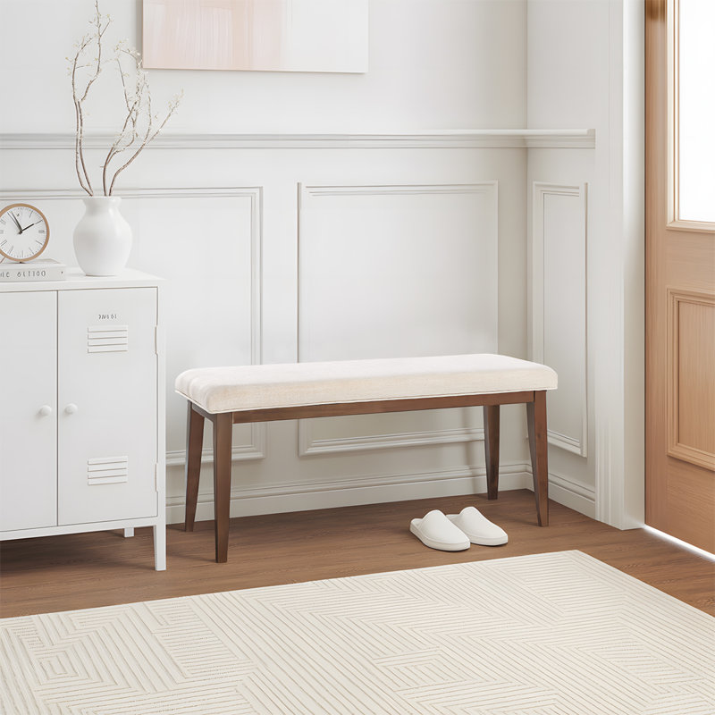 Banc rembourré en lin Modern, Beige