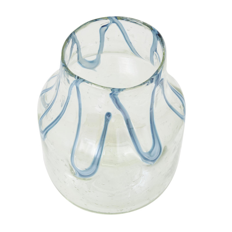 Handmade Clear and Blue Glass Decorative Table Vase