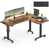 L Shaped Electric Standing Desk, 63 X 47.2 Inches, Height Adjustable Corner Desk With Power Outlets, 2 Memory Buttons, Easy To Assemble, For Home Office, Rustic Brown