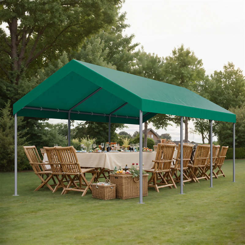 10 Ft. W X 20 Ft. D Heavy Duty  Canopy Portable Garage, Green