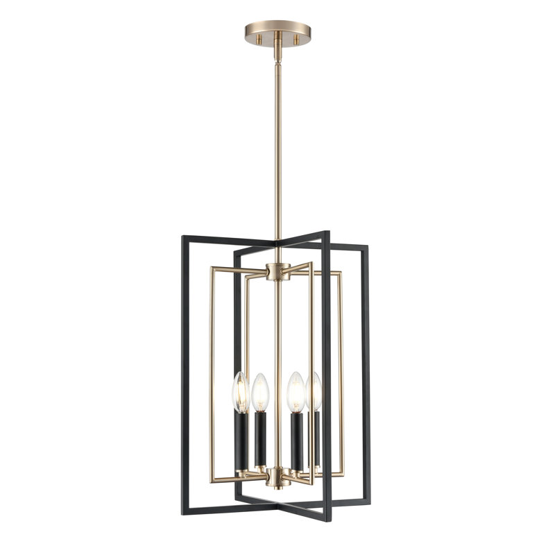 Noelle Wide 4-Light Pendant - Matte Black, 4, 19.25" H x 15" W x 15" D