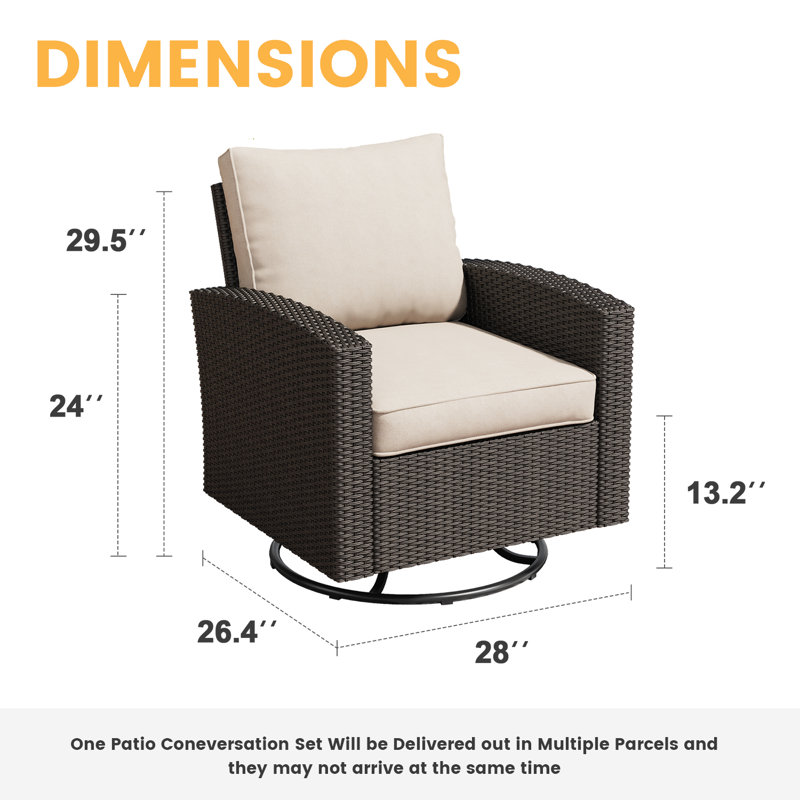 Patio Swivel Sofa Chair with cushions, Sand