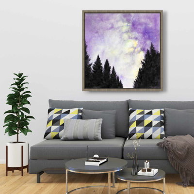Purple Starry Sky - Purple Mountains Framed Canvas Decor