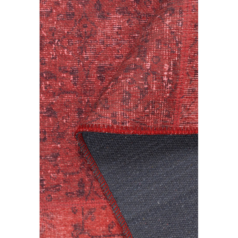 Tapis décoratif rouge à motif tissé patchwork, Rectangle 6 pi 11 po x 10 pi 3 po