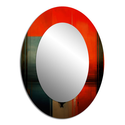 Perdu dans la simplicité II - miroir décoratif ovale abstrait sur métal