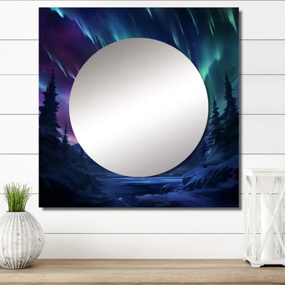 Vibrant Northern Lights - Aurora Borealis Large Square Mirror Wall Decor For Bedroom
