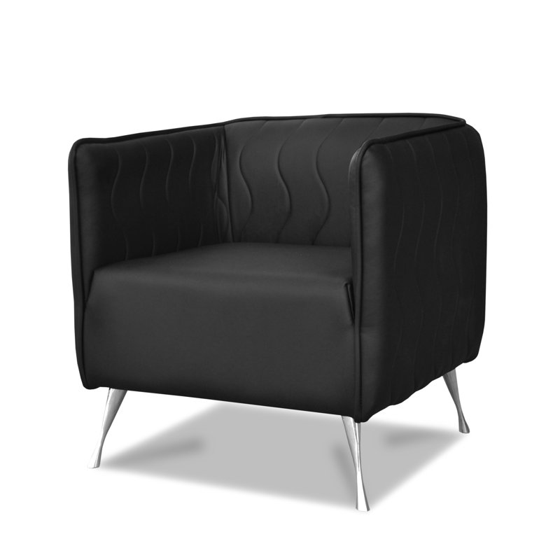 Molena Faux Leather Barrel Chair, Black