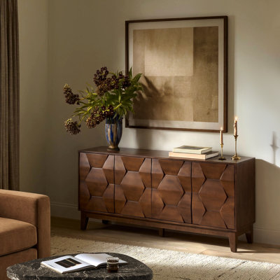 Iasiah Modern 60"W 4-Door Solid Wood Sideboard with Adjustable Shelves
