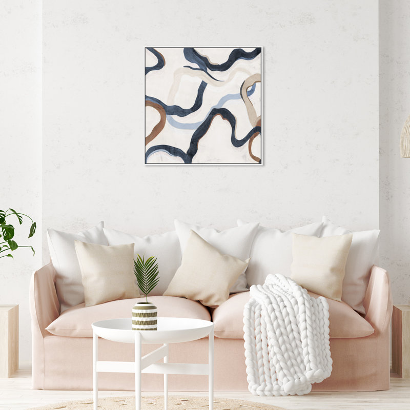 Sentiers de la vie III - peinture sur toile, Cadre blanc, H 31 po x l 31 po