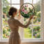 Panneau de vitrail à motif floral 12 po H 12 po-876192634