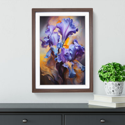 Iris Flower Modern - Single Picture Frame Print on Wood