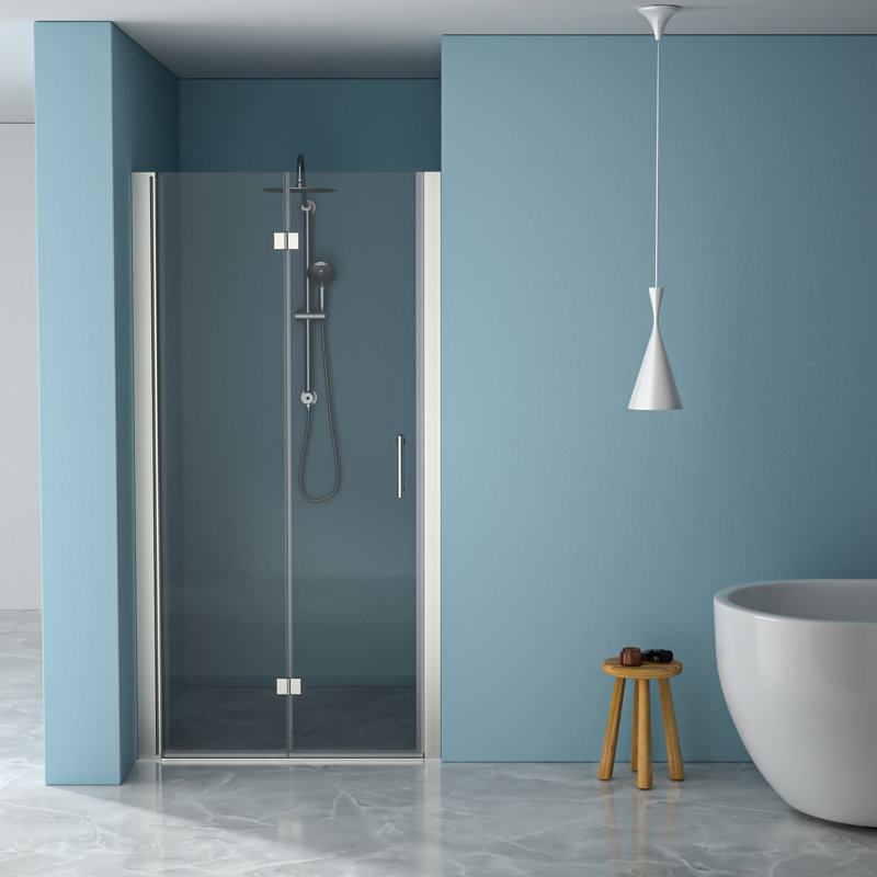 Brushed Nickel Tempered Glass Shower Door 34"W X 72"H - Space Saving, Adjustable, Wonderful With Magnificent