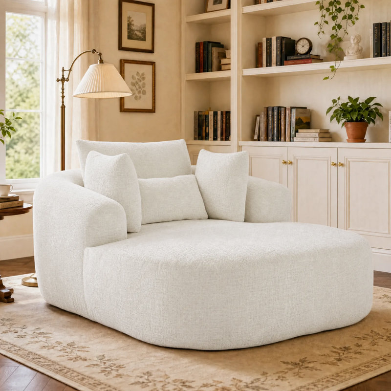 Upholstered Chaise Lounge, Beige
