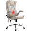 Fauteuil de bureau à haut dossier avec massage par vibrations, fauteuil chauffant Leathaire avec accoudoirs rabattables, roues pivotantes et hauteur réglable-1105105545