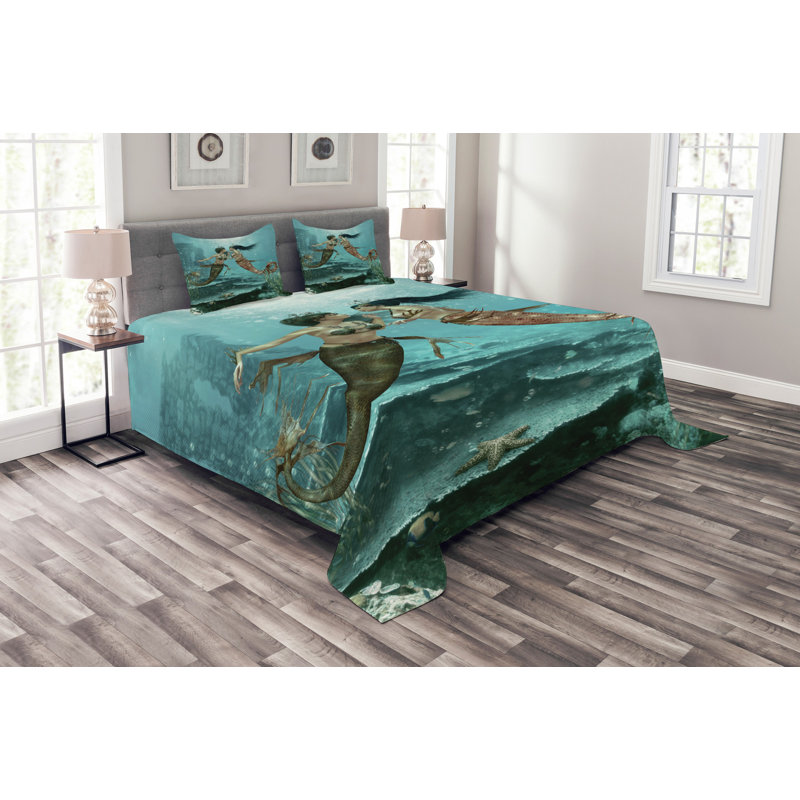No Pattern Bedspread with Pillow Shams, 220 x 264 cm