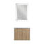 Armoire de salle de bain murale en résine - 24 po, style moderne, portes à fermeture douce, contreplaqué, abat-jour imitation chêne