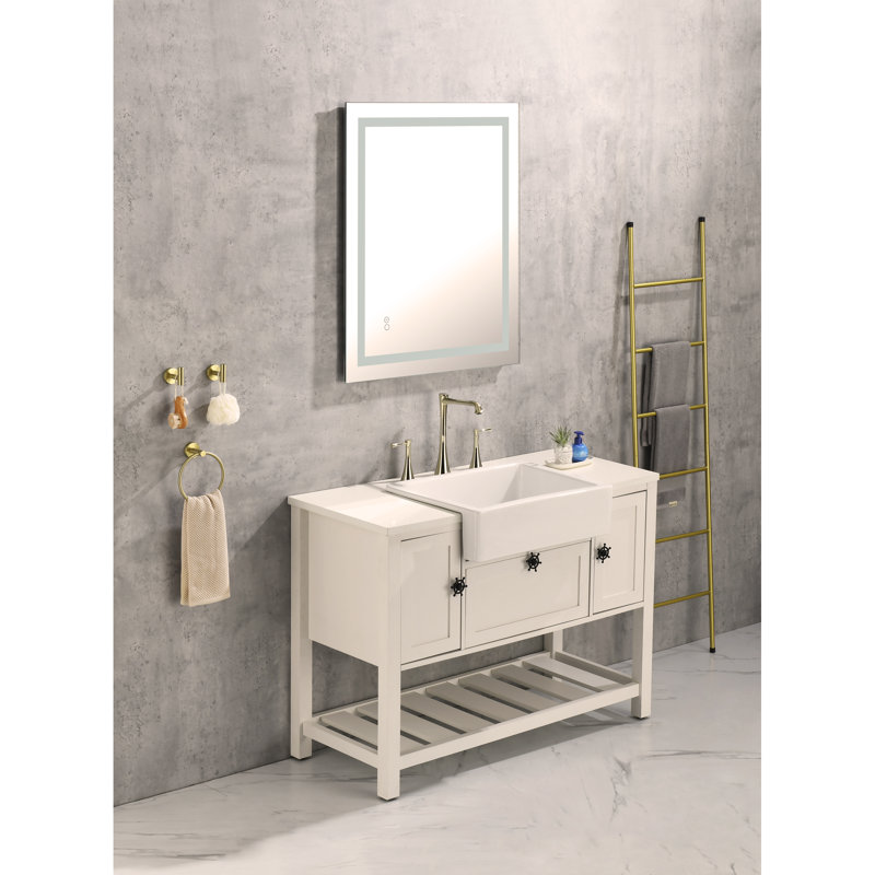 Miroir mural de salle de bain 28 * 36LED avec luminosité élevée et fonction anti-buée à contrôle séparé