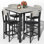 Ensemble de table de salle à manger en marbre 5 pièces: table et tabourets à hauteur de comptoir | Peu encombrant pour la cuisine, le bureau et les petits espaces