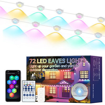 72 Light 111 Ft Outdoor Plug-In Integrated LED Eaves Lights Permanent String Light For Holiday Decoration