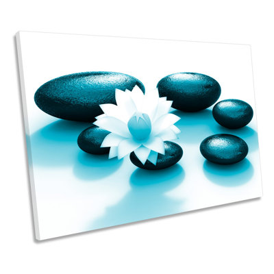 Zen Stones Teal Floral - Wrapped Canvas Art Prints