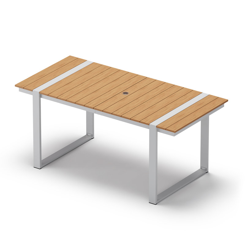 Table de salle à manger de patio, Bois de teck / blanc