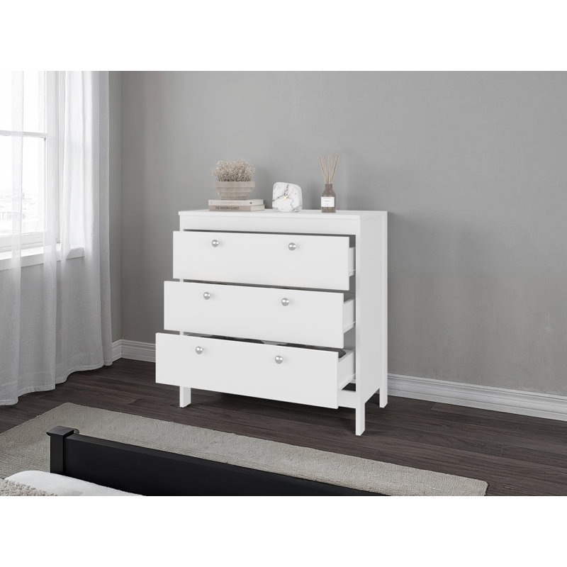 Commode Libby, 3 tiroirs, blanc, Blanc