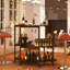 Unité de bar à 3 niveaux avec porte-verres à pied et tablettes de rangement avec structure en métal-572536498