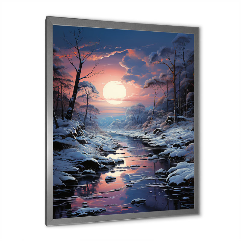 Fuchsia blanc hiver crépuscule III, H 40 po x l 30 po x P 1,5 po, Cadre simple argenté