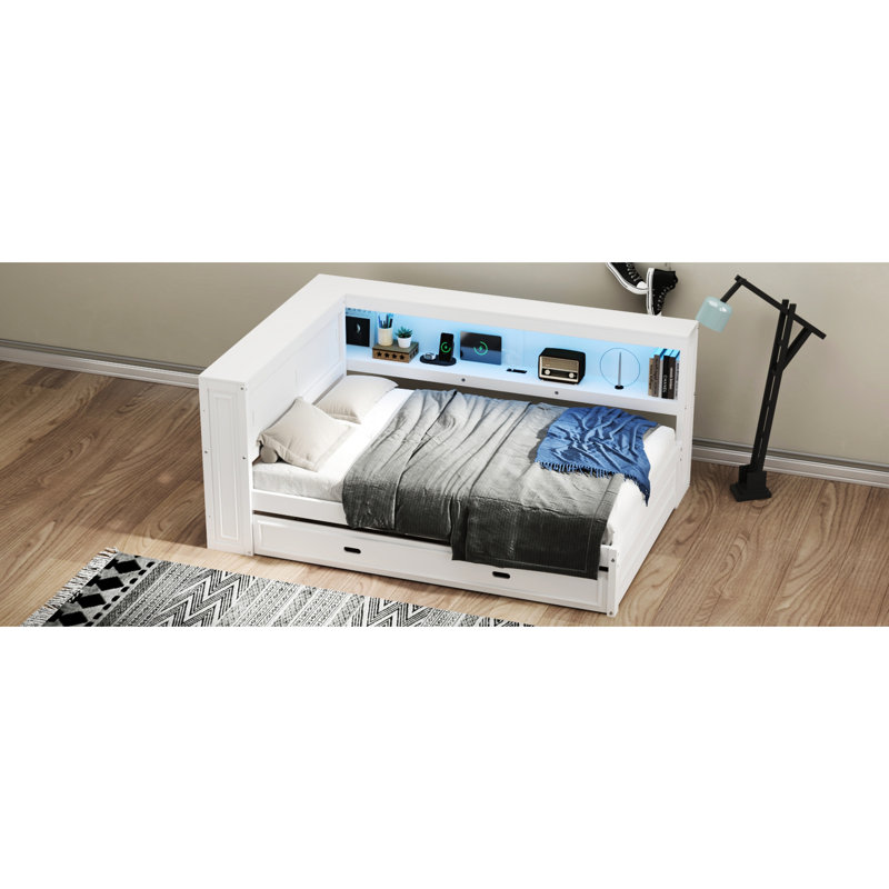 Lit de jour blanc avec rangement et lit gigogne - Améliorez le confort de votre chambre à coucher, White