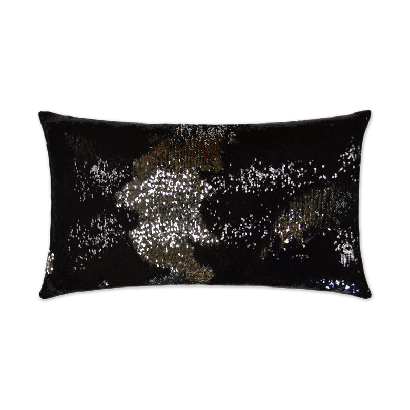 Hylee Lumbar Pillow Cover & Insert, Black/Silver