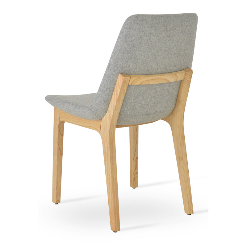 Eiffel Wood Dining Chair, Silver Wool, Natural