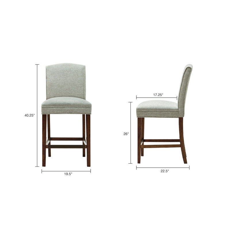 Elegant Cream Upholstered Counter Stool with Birch Wood Legs