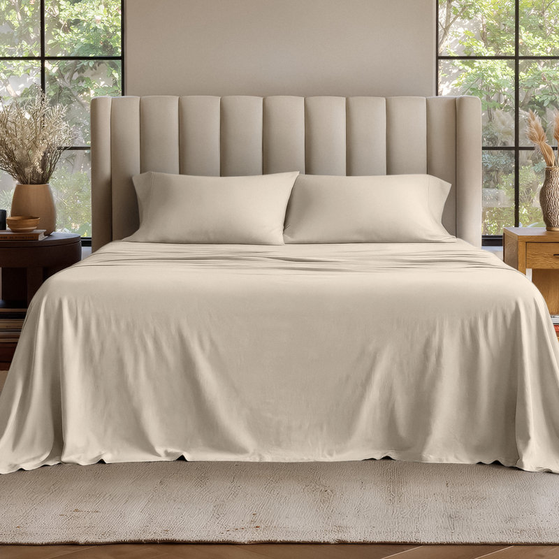Ensemble de draps en coton biologique Ivy Union, Sable, Ensemble de draps pour grand lit + un drap-housse 