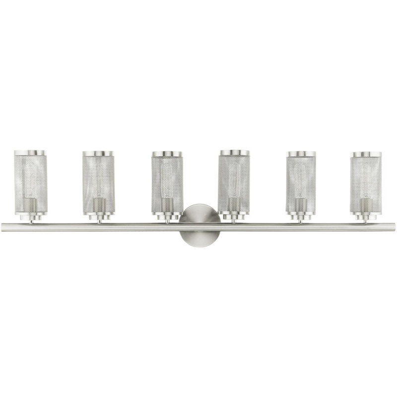 Industro Sleek 6-Light Brushed Nickel Vanity Sconce with Stainless Steel Mesh Shade