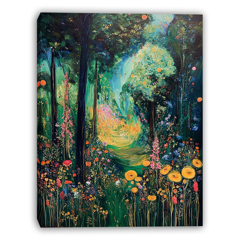 Art floral sur toile tendue Wildflower Forest Path, H 40 po x l 30 po x P 1,5 po