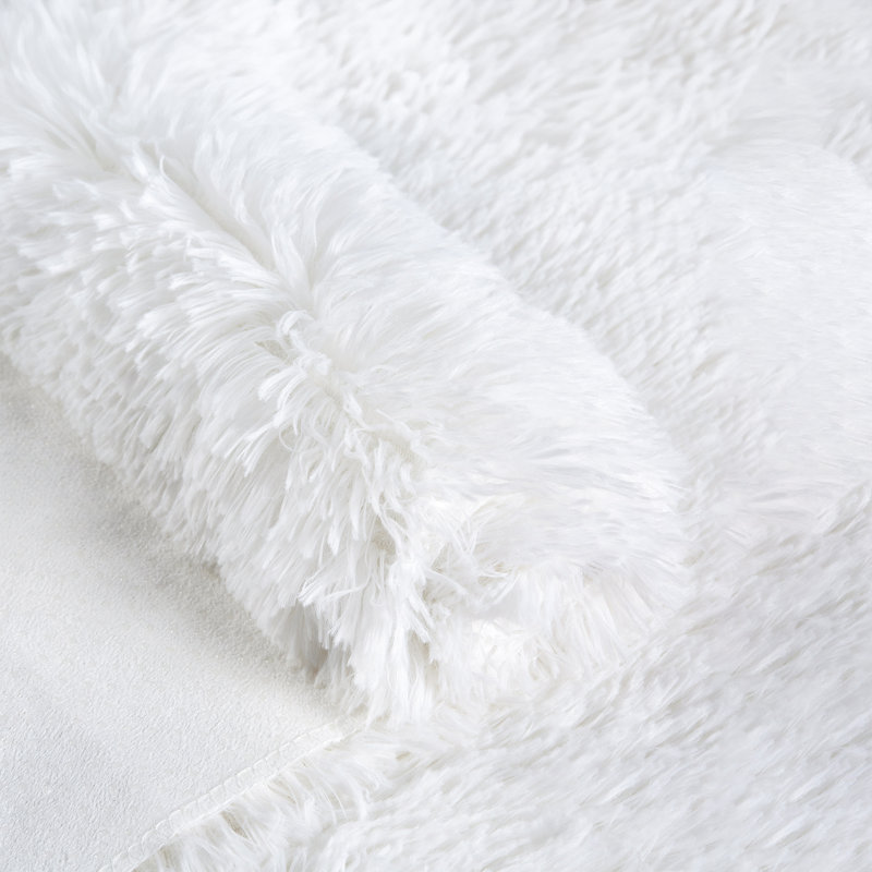 Tapis à poils longs avec fond antidérapant Cheer Collection 32 po x 61 po - blanc, Rectangle 2 pi 8 po x 5 pi 1 po