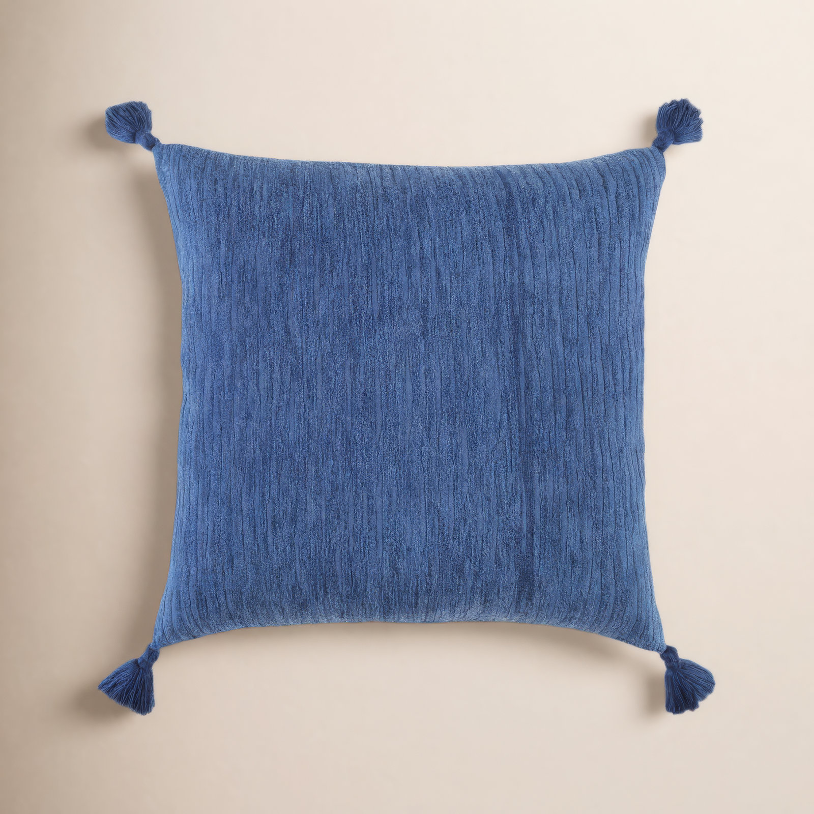 Colombina Embroidered Cotton Throw Pillow, Navy