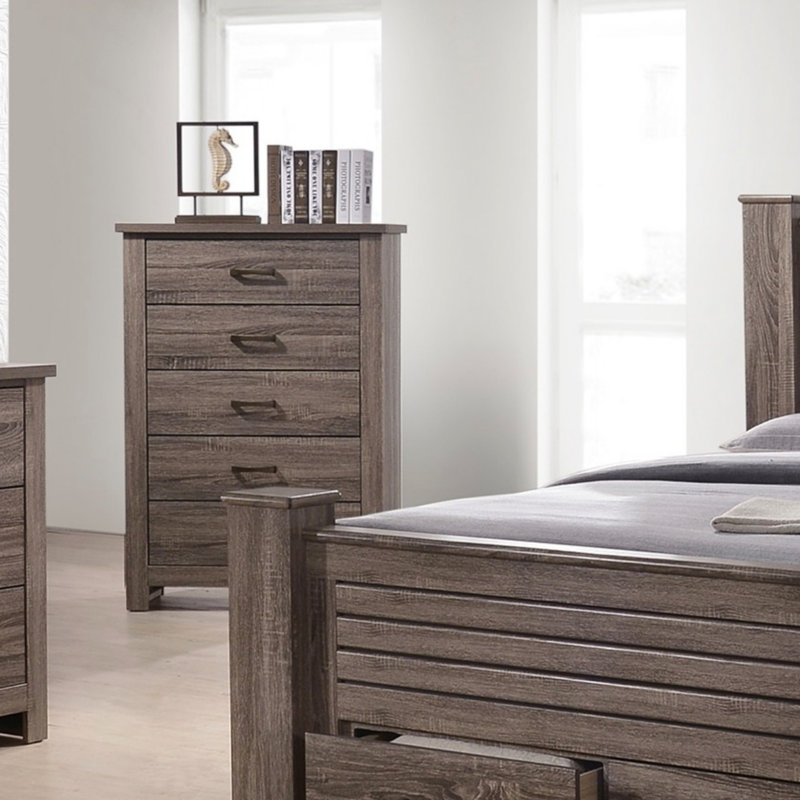 Finition naturelle en bois frappant de la commode 1 pièce avec tiroirs en chêne gris rustique / finition brune