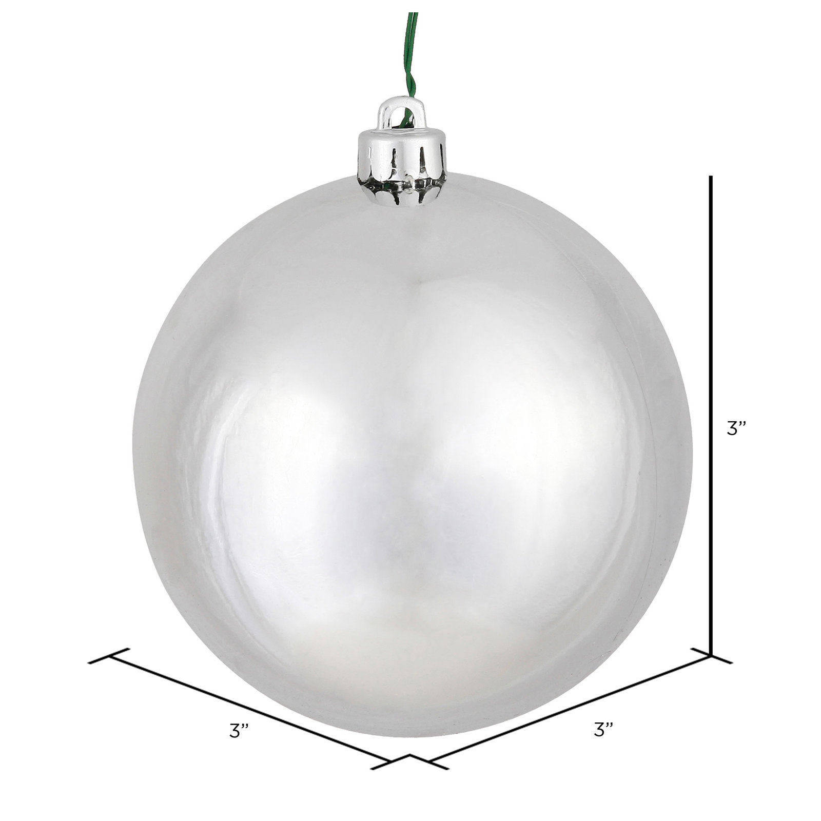 Shatterproof Bauble, 2.75" H x 2.75" W x 2.75" D, Silver