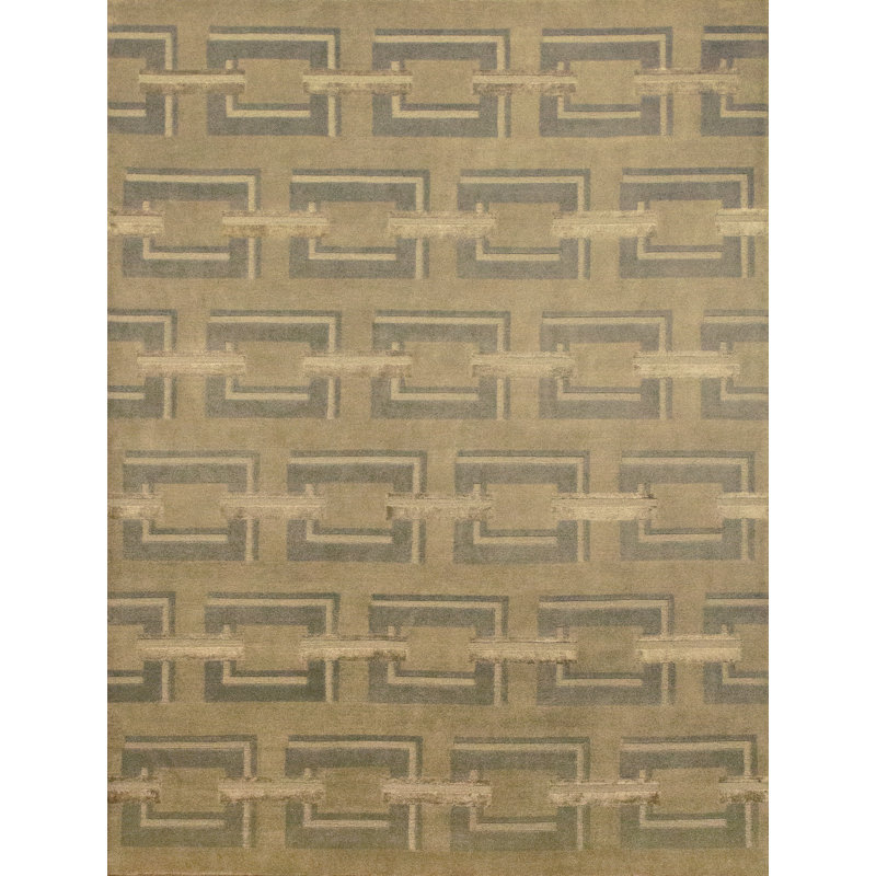 Geometric Area Rug in Tortilla/Gray, Rectangle 10' x 14'