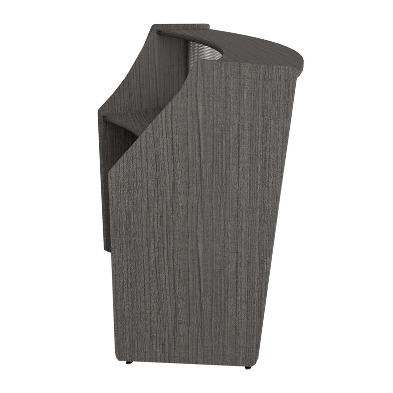 Poste de travail courbé Nahjai Marque Plexi, Bois flottant gris, H 45,5 po x l 72 po x P 32 po