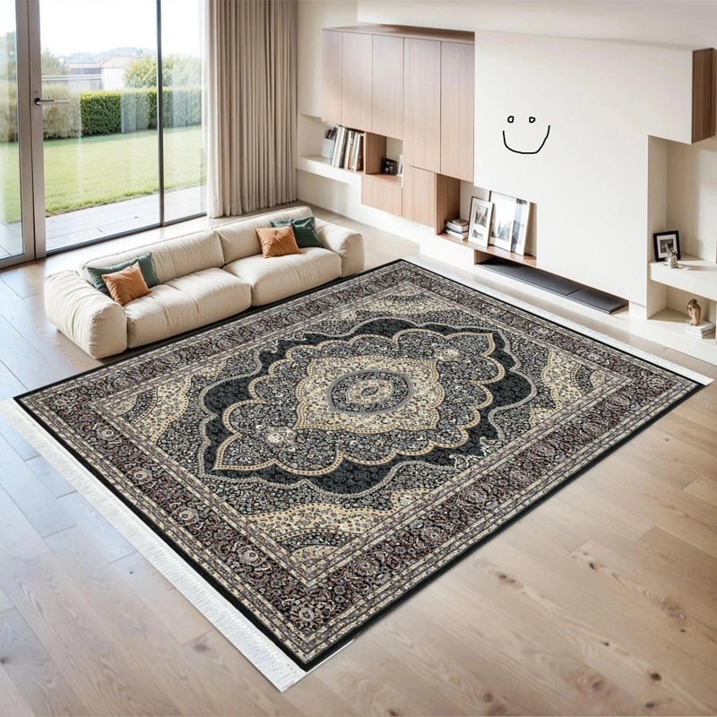 Large Area Traditional Rugs for Living Room Bedroom Carpet Hallway Runner Rug Floor Mat, Rectangle 160 x 230 cm, Black