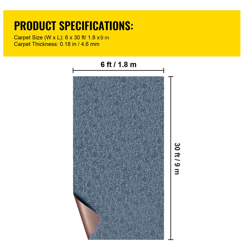 Gray Marine Carpet 6 Ft X 29.5 Ft, Boat Carpet Rugs, Indoor Outdoor Rugs For Patio Deck Anti-Slide TPR Water-Proof Back Outdoor Marine Carpeting Outdoor Carpet